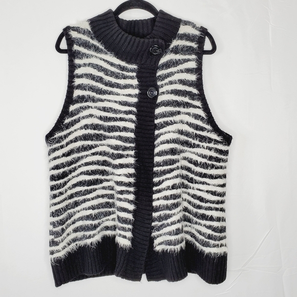 Chico's Wool Mohair Blend Knit Vest Size 3 (XL/16) Sleeveless Sweater Cardigan - Picture 1 of 11